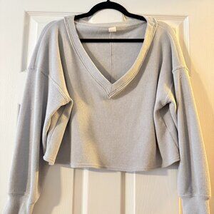 Hollister Gilly Hicks waffle knit v-neck cropped long sleeve